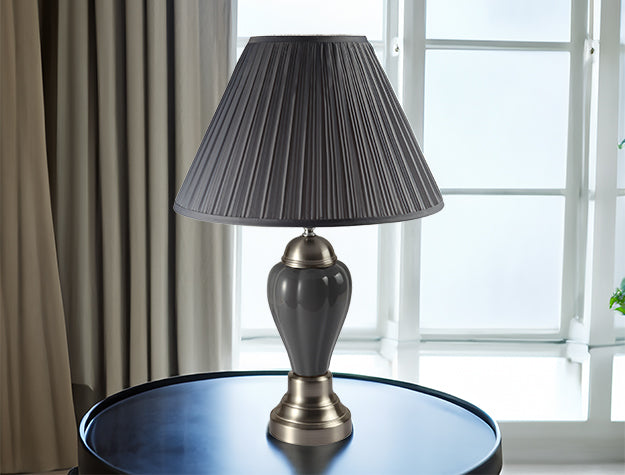 26 Inch Gray Porcelain Table Lamp with Shade