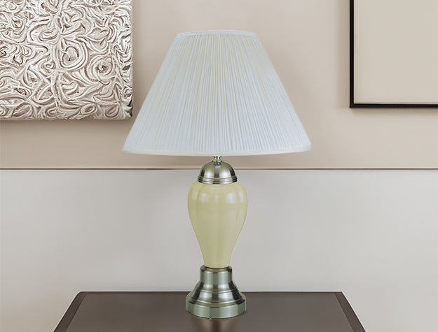26 Inch Ivory Porcelain Table Lamp with Shade