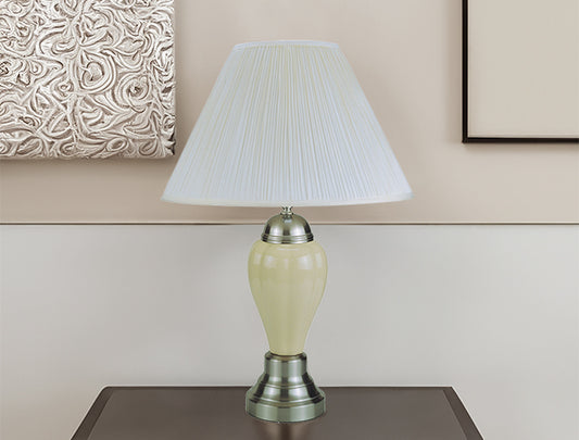 26 Inch Ivory Porcelain Table Lamp with Shade