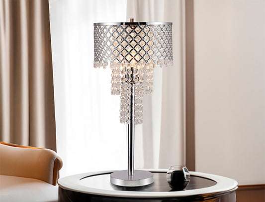 Crystal Chrome Mesh Table Lamp 28 Inch