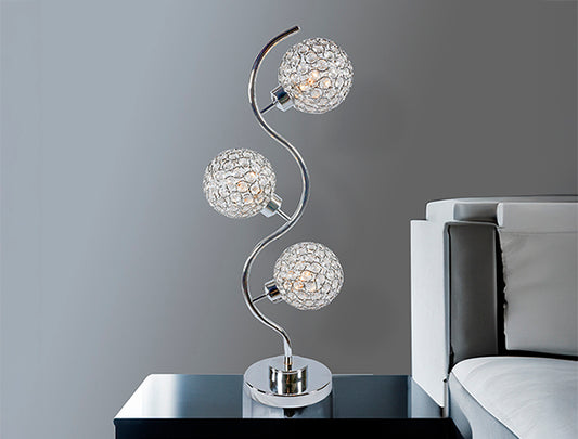 Crystal Chrome 3-Globe Table Lamp