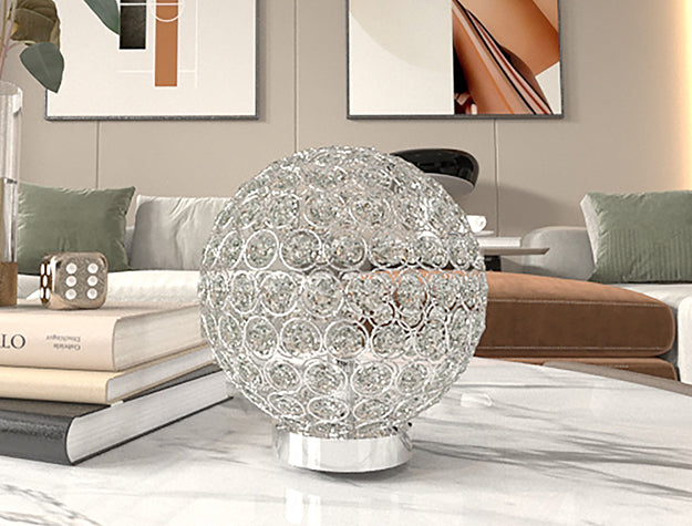 Crystal Chrome Globe Table Lamp