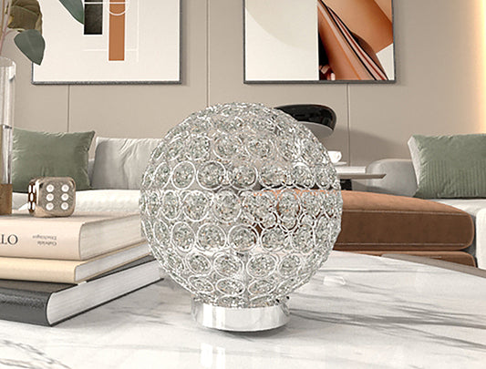 Crystal Chrome Globe Table Lamp